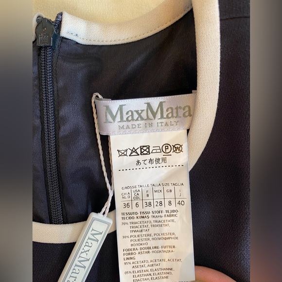 NWT MaxMara Farad Ultramarine and Cream Belted MIDI Dress - Picture 3 of 7